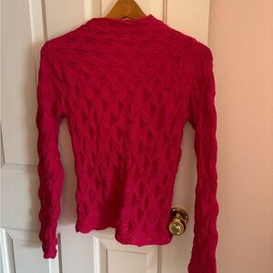 ANTHROPOLOGIE MAEVE SZ M HOT PINK MOCK NECK STRETCH BLOUSE
